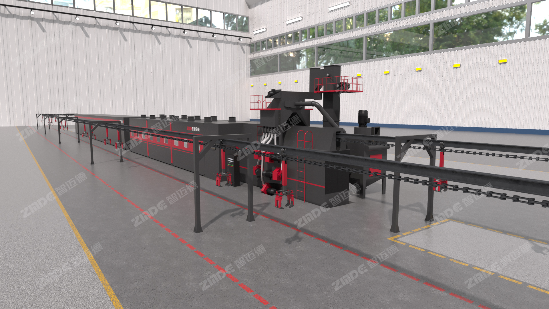 Zhitu Suspension chain type polishing and spraying integrated production line